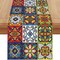 Linen Mexican Talavera Table Runner 72in – Cinco de Mayo Fiesta Party Decor
